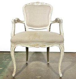 A Louis XVI Style Fauteuil By Safavieh In Crisp Linen