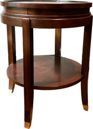 A Mahogany Side Table With Beveled Glass Top