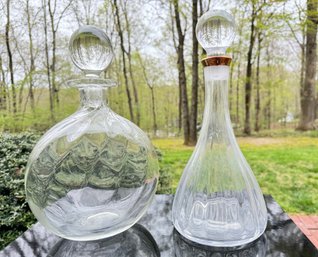 Two Vintage Crystal Wine Decanters