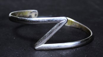 Signed BEAU Sterling Silver 'Z' Formed Cuff Bracelet 1950s