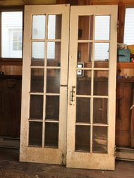 (2 Of 2) Pair Antique French Doors - From Old House On Bell Island Being Torn Down In The 1970s - NICE PAIR !
