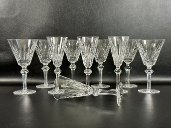 A Sparkling Set Of Vintage Stemware By Waterford, Shandon Pattern, Flutes & Water Goblets