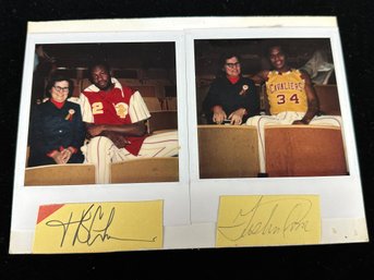 Polaroid With Cavs Player Austin Carr  And 2nd Unknown Player Signatures On Paper