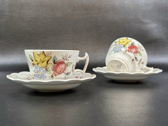 A Pretty Pair Of Vintage Cups & Saucers By Booths
