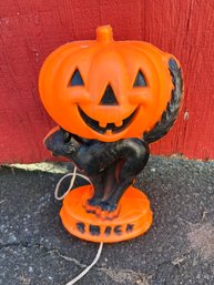 Trick Or Treat Jack-O-Lantern & Cat Halloween Blow Mold Decoration