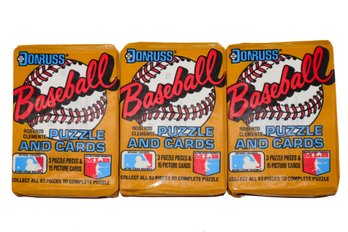 3 1987 Unopened DonRuss Baseball Puzzle And Cards