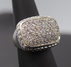 Shimmering Large Multi Diamonique Statement Ring In Sterling Silver