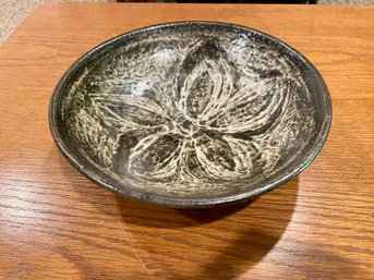 Mid Century Artisan Made Glazed Pottery Bowl
