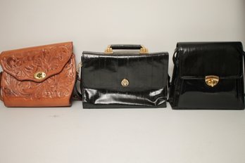 Set Of 3 Vintage Chic Leather Bags