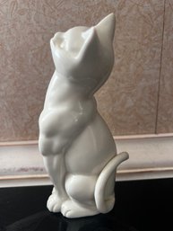 Mid Century White Ceramic Cat Figurine