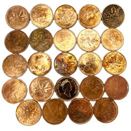 Canadian One Cent Piece Collection (24 Pieces In Total)