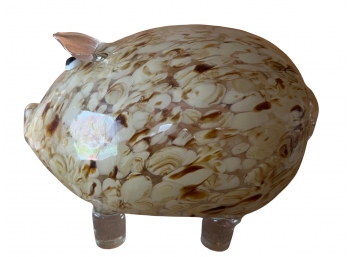 Murano Inspired Blown Glass Puffy Pig Figurine