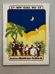 1977 New Orleans Jazz Heritage Festival Framed Original Numbered Poster #2857/5000 By Kathleen Joffrion