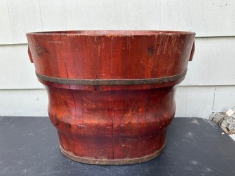Large Antique Early 1900's Chinese Wooden Rice Bucket