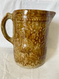 Antique 19th Century BENNINGTON POTTERY 'PHEASANT AND BRANCH' Glazed Stoneware Pitcher