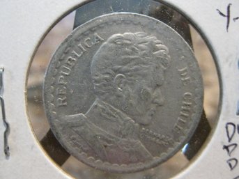 1954  CHILE  1 PESO COIN  -- VF - DOUBLE DIE AT DATE