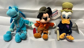 Disney Christmas Carol Bean Bag Scrooge, Bean Bag Bob Cratchet,Mickey And Ghost Goofy