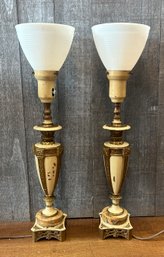 Pair Of Marble Base Lamps