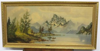 Mid-Century Turner Wall Accessory Large Framed Print Titled Mountain MIst By Wijmer