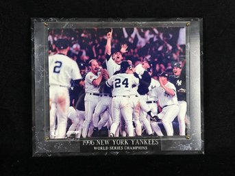 1996 Yankees WS Team Signed 8x10 Photo On Plaque Board