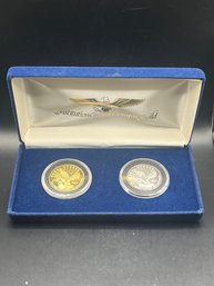 Silver Eagle Commemorative Pieces .999 Fine Silver, Golden Edition