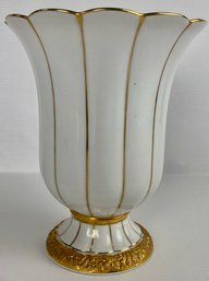 Vintage Meissen White And Gold Pedestal Vase