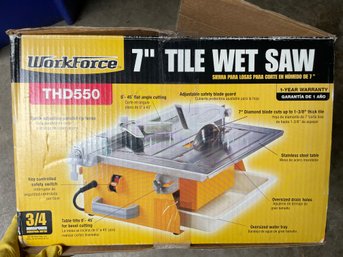 Workflow 7' Tile Wet Saw, Model THD550 - New In Box