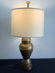 EARLY Heavy Brass Inlaid Copper Based Table Lamp #2