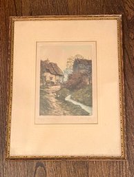 19th Century French Hand Colored Etching On Paper, Signed