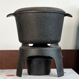 Vintage Cast Iron Fondue Pot Set