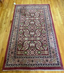 4x7 Majestic Herati Style In Deep Reds Hand Knotted Fringed Wool Rug