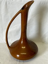 Vintage Mid Century VAN BRIGGLE POTTERY EWER- Slender Form With Brown Glaze