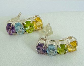 MULTI GEMSTONE STERLING SILVER EARRINGS