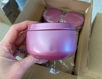 Twelve Gloss Pink Metal Candle Tins With Lids By Dream Vessels - NEW