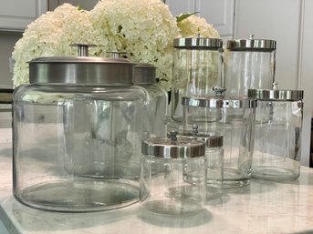 Collection 8 Apothecary Jars (2 Pyrex)