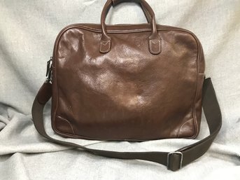 Fantastic $795 Leather Briefcase / Attache Case By BRIC'S - Made In Italy - Leather Worn Just Right - NICE !