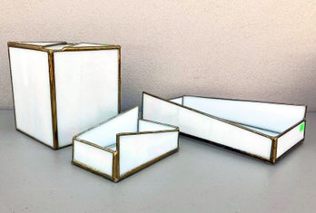 White Stained Glass Powder Room Accessories