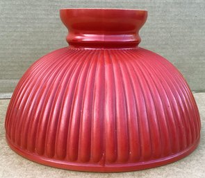 Vintage Red & White Milk Glass Hurricane Lamp Shade