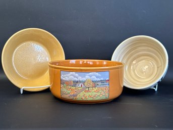 Three Pretty Ceramic Bowls