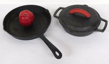 2pcs Cast Iron Cookware - Cusinel Small Drip/drop Covered Pan And Cast Iron Skillet