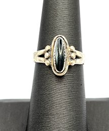 Vintage Native American Sterling Silver Onyx Color Stone Ring, Size 6.5