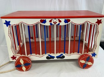 A Vintage Circus Themed Toy Chest On Wheels Circa 1960