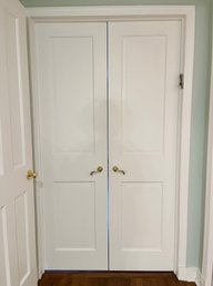 A Set Of Wood 2 Panel Interior Double Doors - Baldwin Brass Hardware - DR