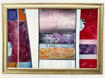 A Large Abstract Modern Giclee On Board, Collage, Unsigned
