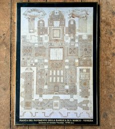 Drawing Of The Mosaic Floor Of The Basilica Di San Marco, Framed Print