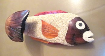 Hand Carved Signed Decorative Wood Fish