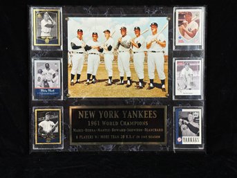 New York Yankees 1961 World Champions Plaque With Maris-Berra-Mantle-Howard-Skowron-Blanchard