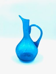 Vintage Capri Blue Hand-blown Glass Ewer