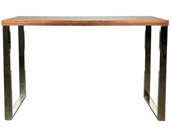 A Modern Console Or Petit Desk In Mahogany And Chrome