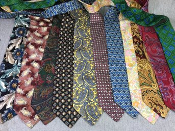 Huge Lot Of 23 All Silk Designer Ties - Brooks Brothers - Barneys - Liberty - Christian Dior - Joseph Abboud